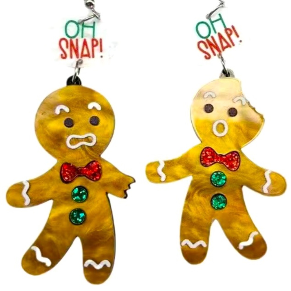 Acrylic Gingerbread Man Earrings
